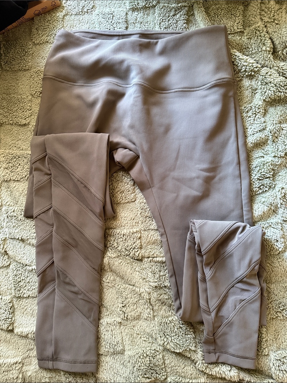 Women's High-Waist Taupe Leggings with Textured Paneling